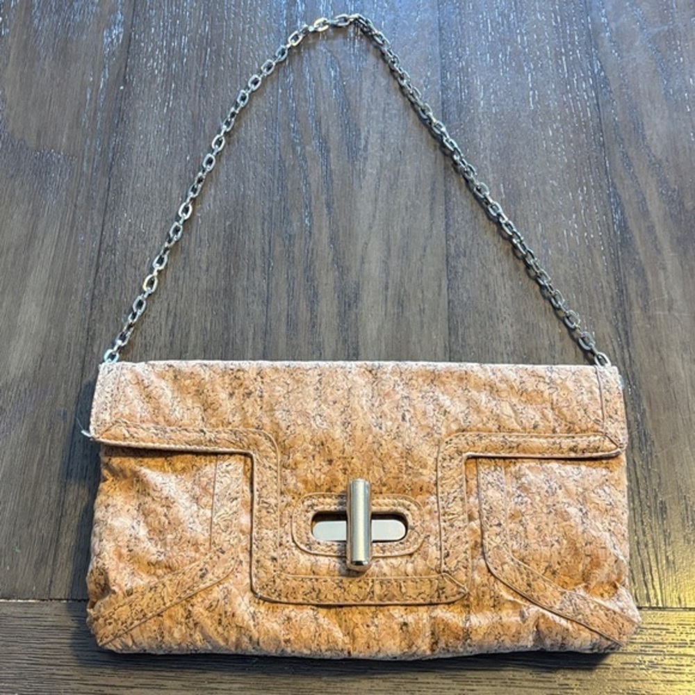 Sondra Roberts 2 cork purse clutch with removable chain strap purse bag
